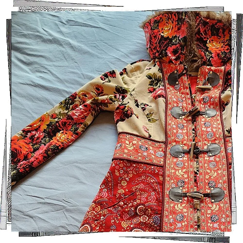 Vintage 2010 Rare Karelia Velvet Embroidered Red Coat / Jacket (4) by Elevenses - Picture 12 of 16